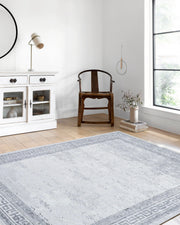 Mermer Desenli Gri Kenarlı Halı-Pera Halı