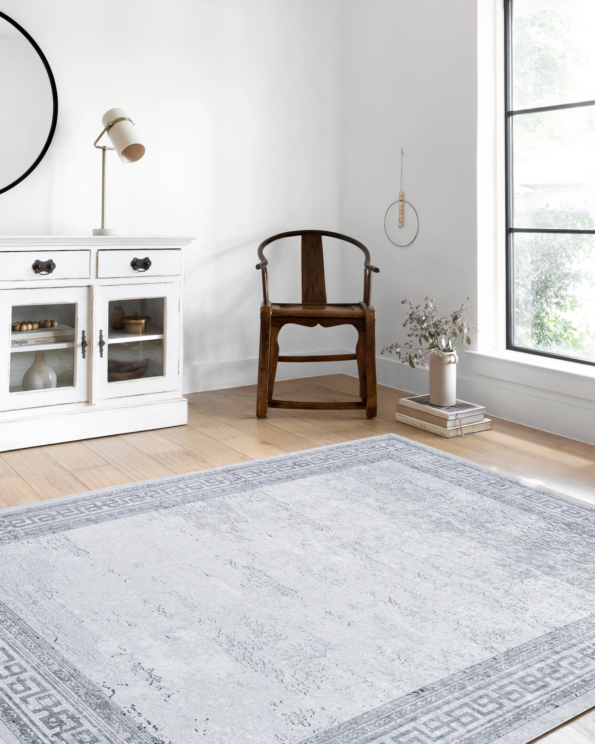 Mermer Desenli Gri Kenarlı Halı-Pera Halı