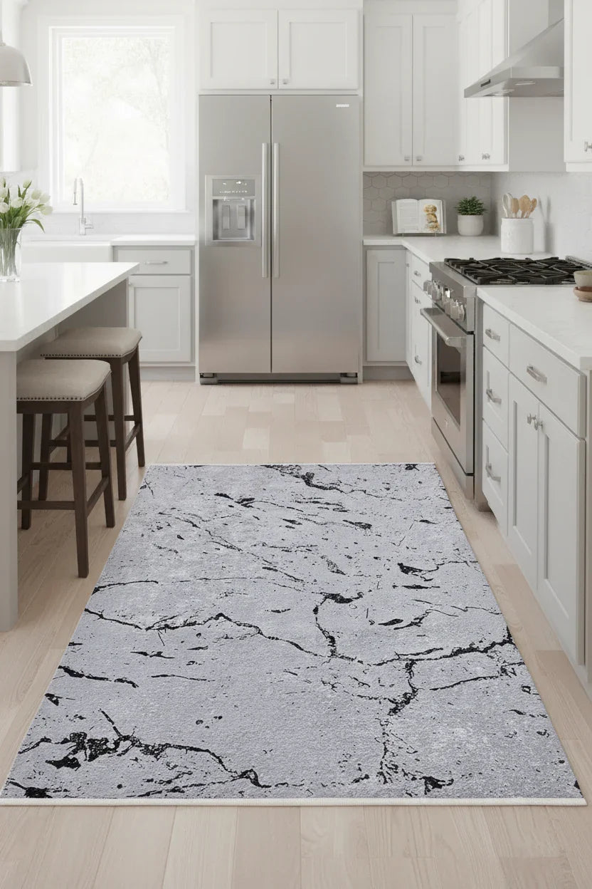 Mermer Desenli Gri Modern Halı-Pera Halı