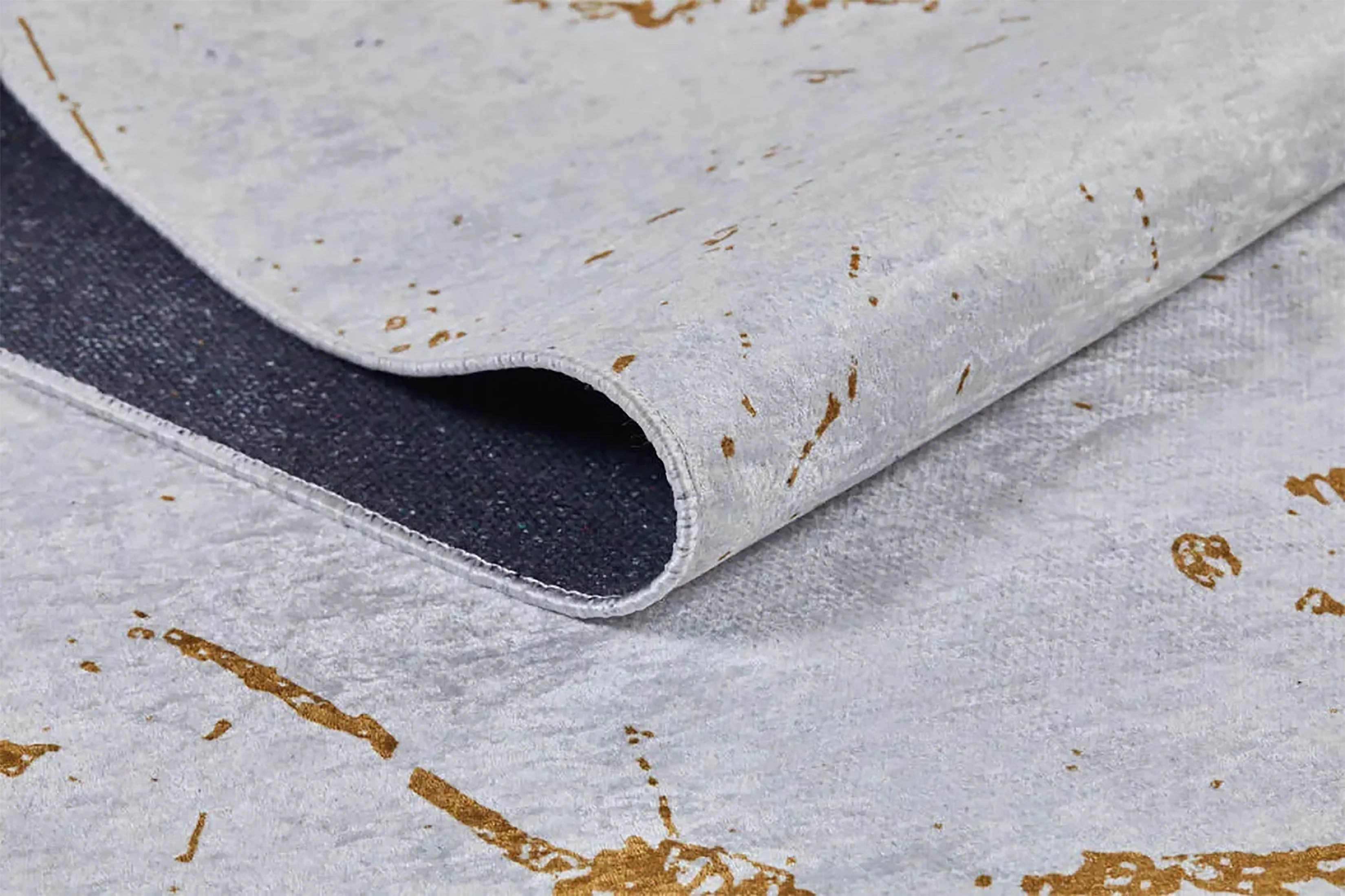 Mermer Desenli Krem Altın Modern Halı-Pera Halı