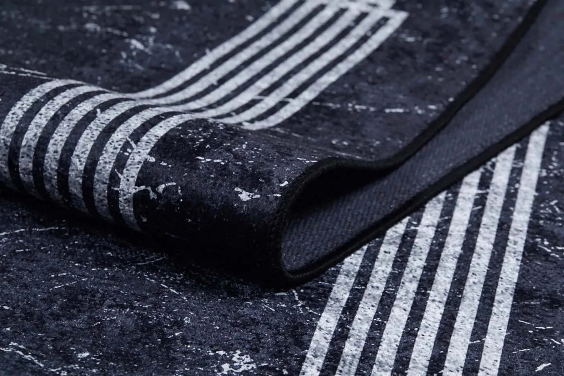 Mermer Desenli Modern Siyah Halı-Pera Halı