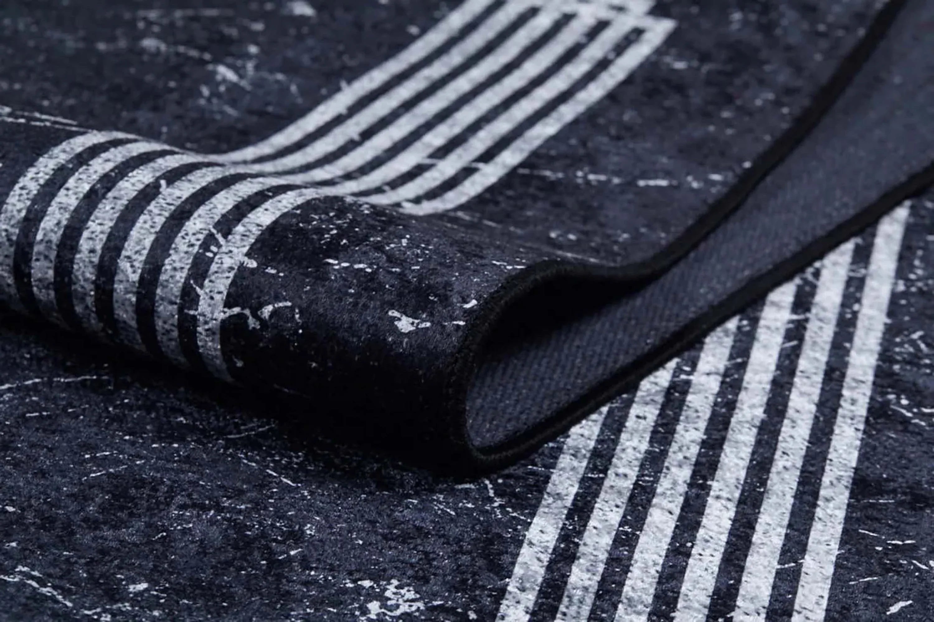 Mermer Desenli Modern Siyah Halı-Pera Halı