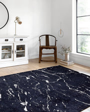 Mermer Desenli Siyah Halı-Pera Halı