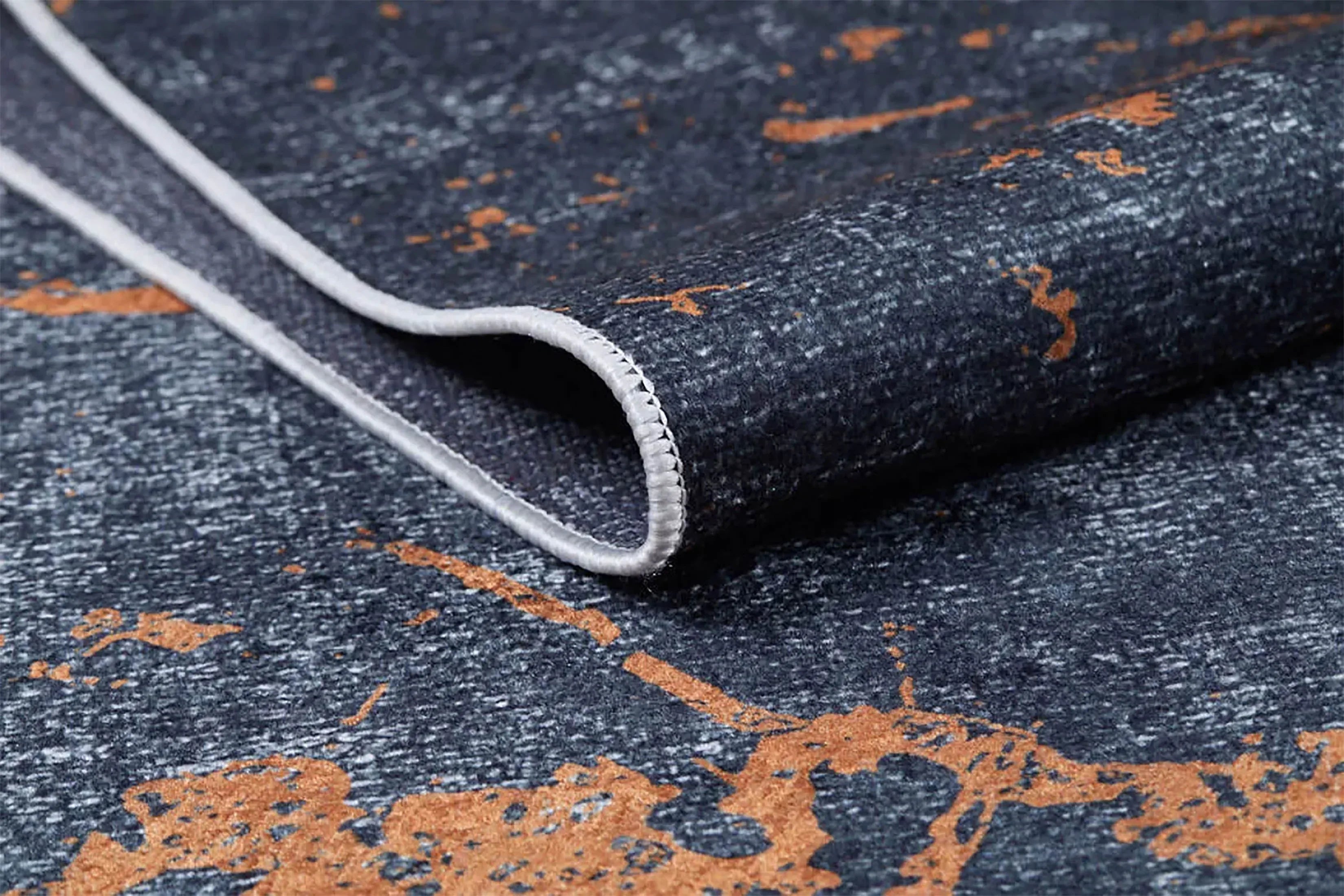 Mermer Desenli Siyah Kahverengi Modern Halı-Pera Halı