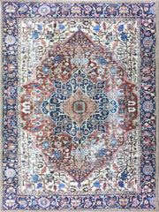 Marineblauer und brauner Vintage-Teppich mit Medaillonmuster