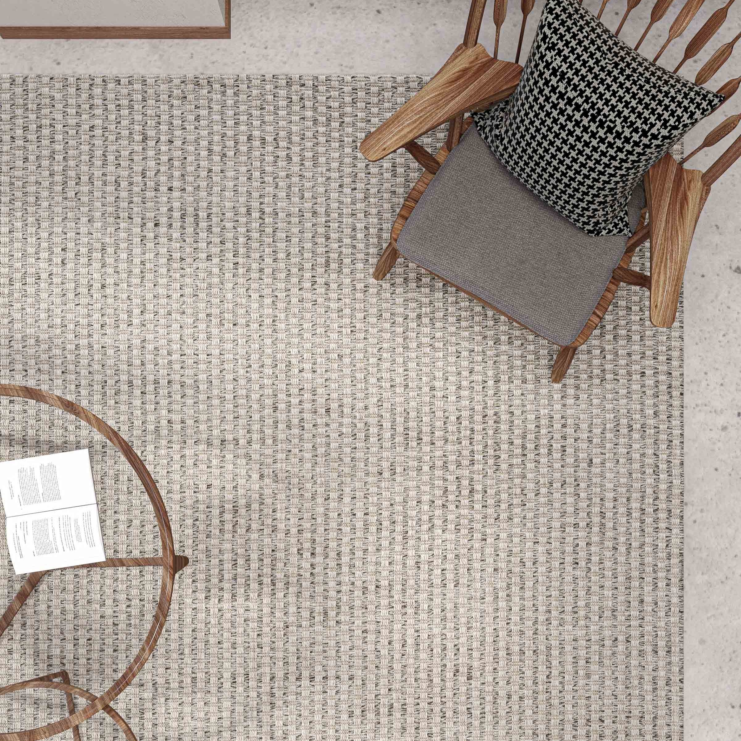 Düz Açık Gri Hasır Dokulu Modern Halı