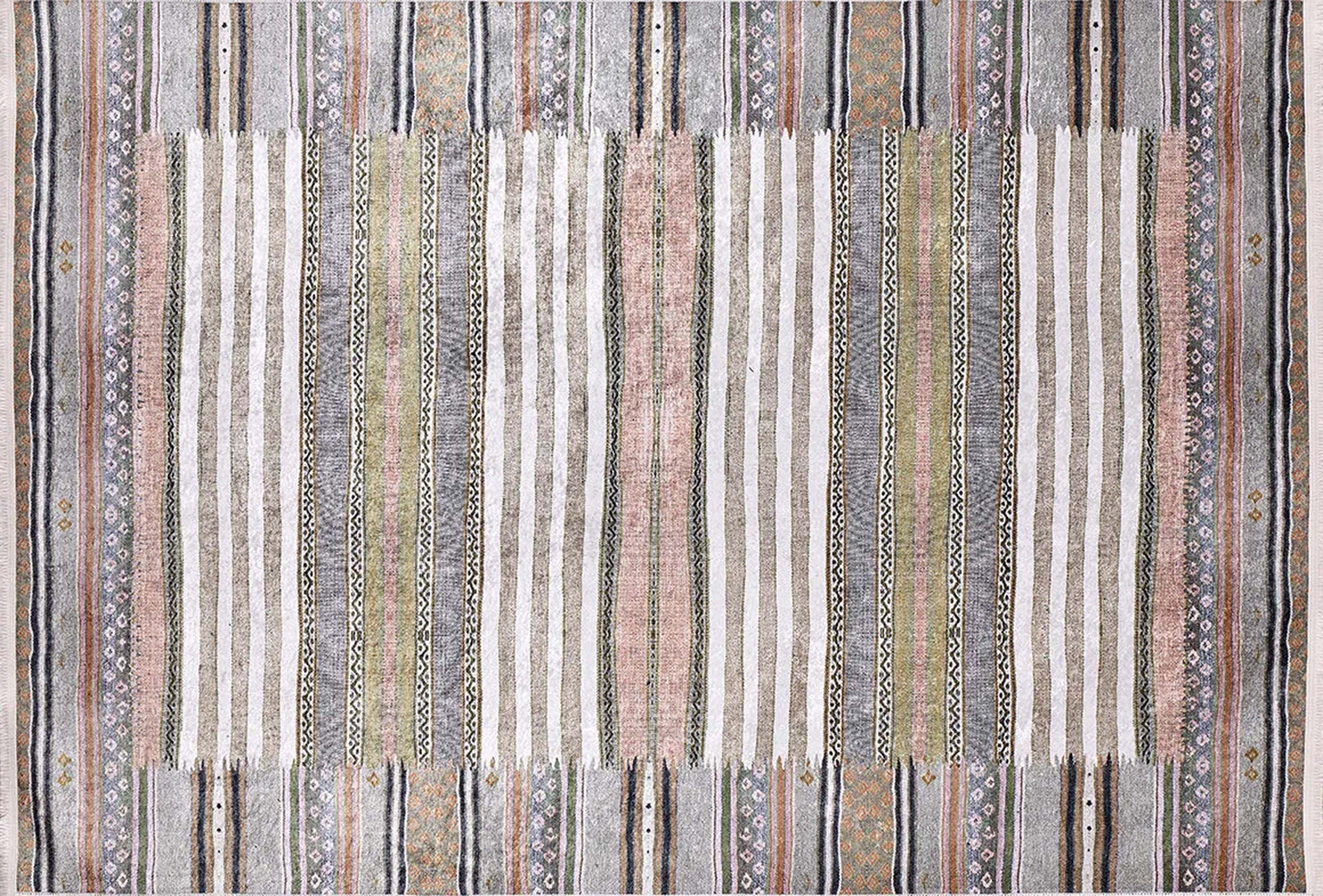 Renkli Çizgili Desenli Anadolu Kilim Halı - Pera Halı