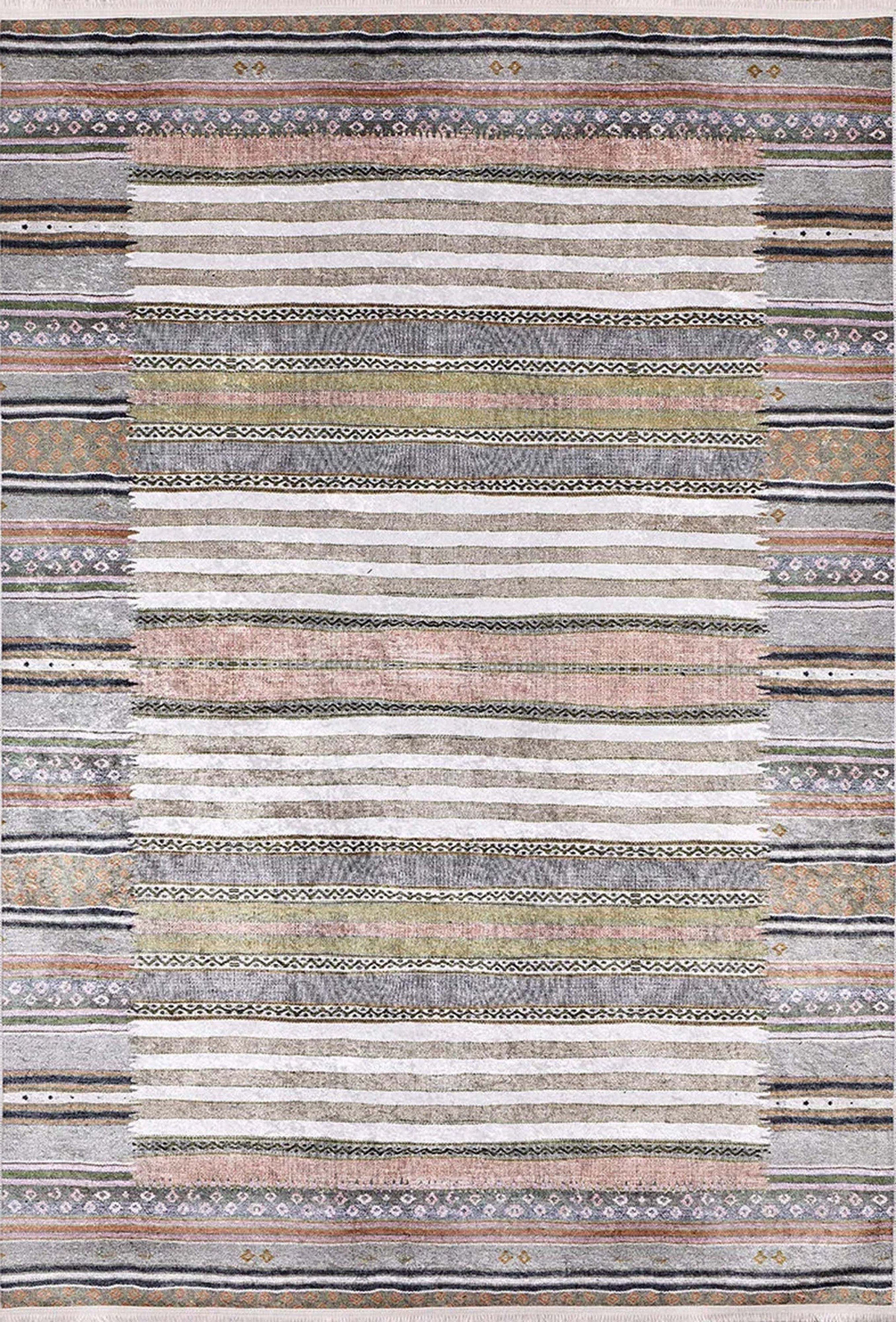 Renkli Çizgili Desenli Anadolu Kilim Halı - Pera Halı