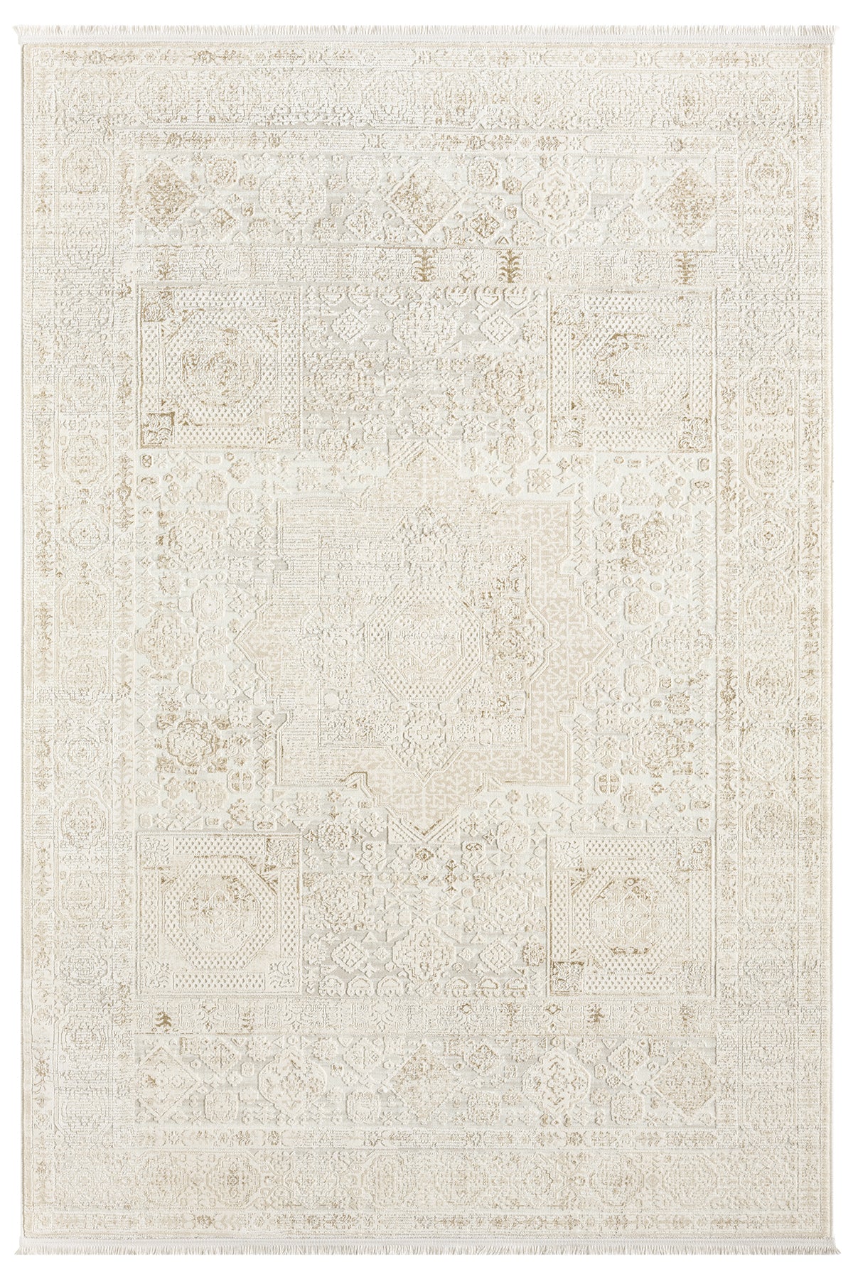 Minimal Krem Bej Eskitme Desenli Halı-Pera Halı