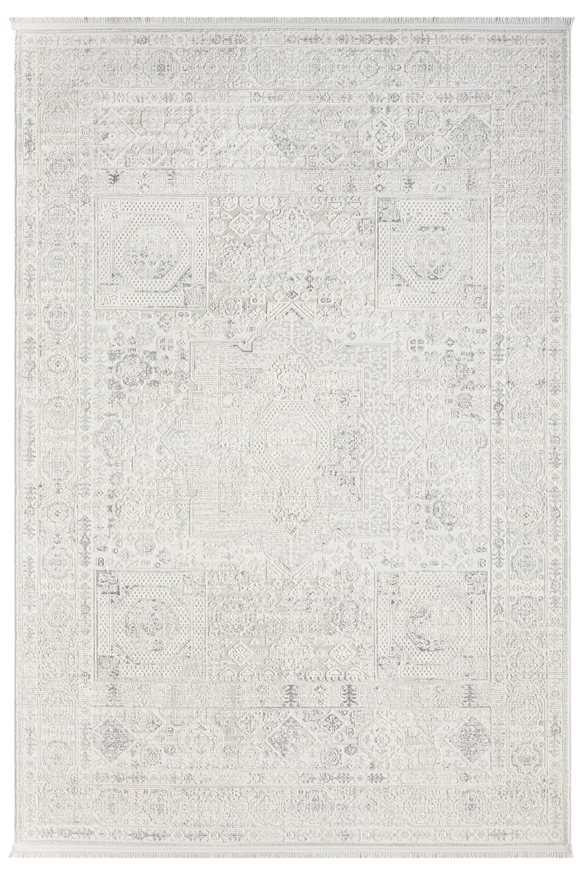 Minimal Krem Gri Eskitme Desenli Halı-Pera Halı