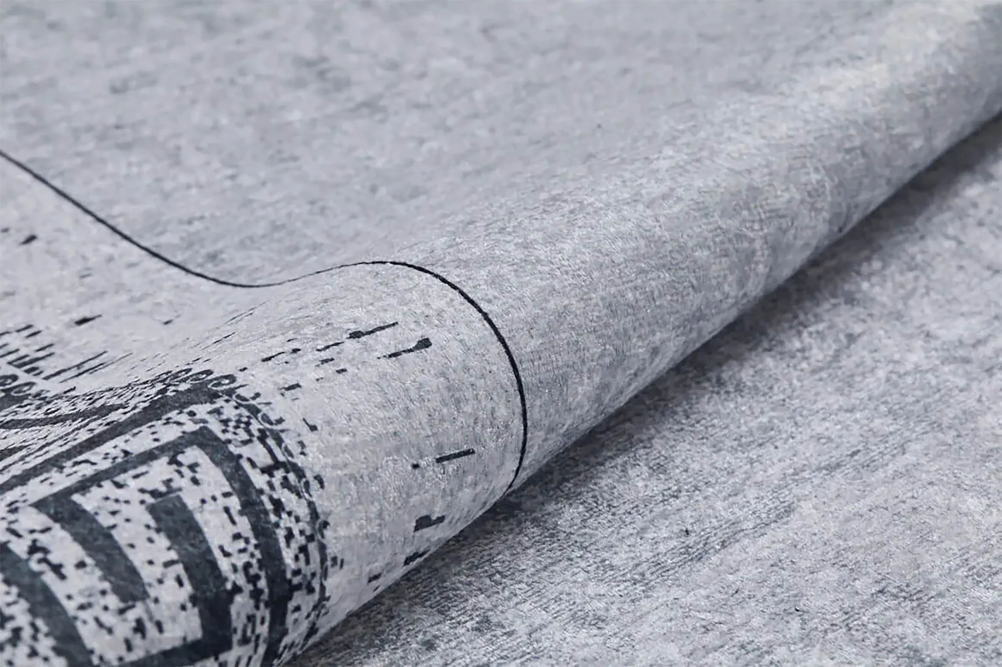 Minimalist Gümüş Gri Siyah Yunan Anahtar Bordürlü Halı-Pera Halı