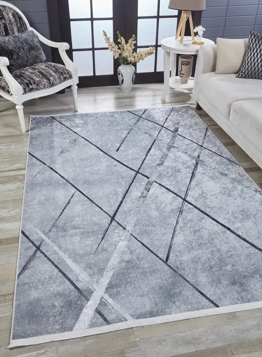 Modern Desenli Dekoratif Çizgili Halı-Pera Halı