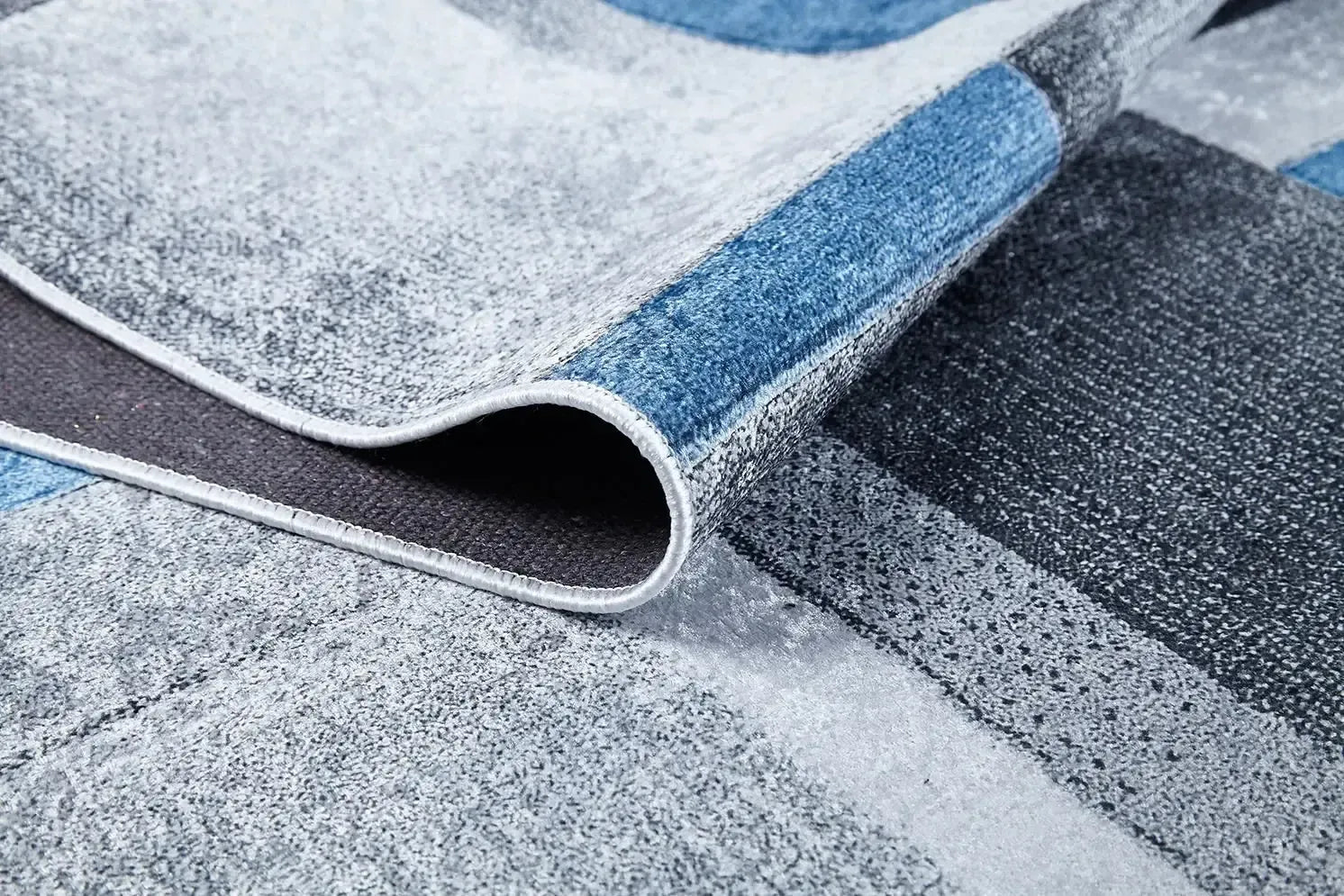 Modern Geometrik Gri Mavi Halı-Pera Halı