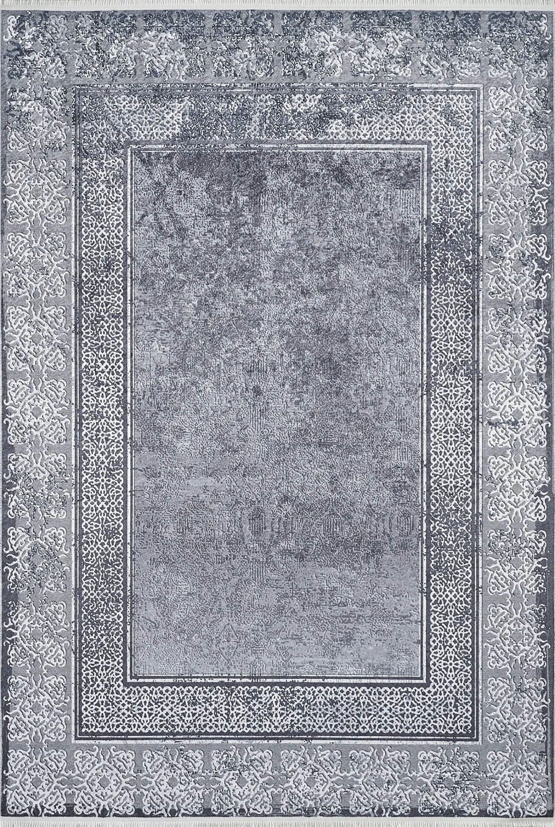 Modern Gri Bordürlü Yıkanabilir Halı-Pera Halı