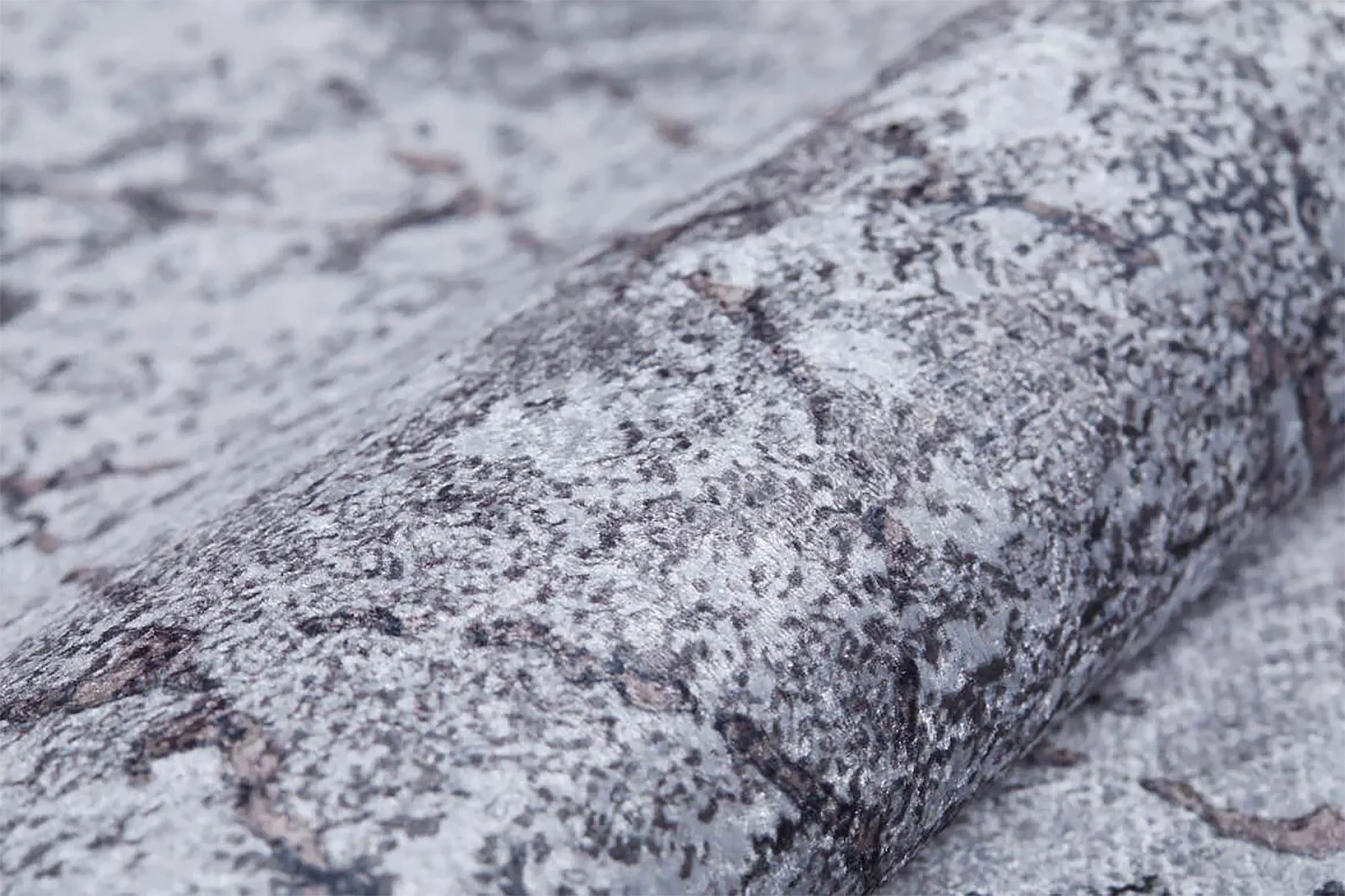 Modern Gri Eskitme Halı Kahve Baklava Desenli Yıkanabilir Halı-Pera Halı