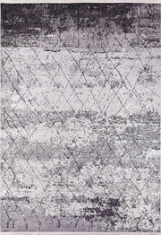 Modern Gri Eskitme Halı Kahve Baklava Desenli Yıkanabilir Halı-Pera Halı