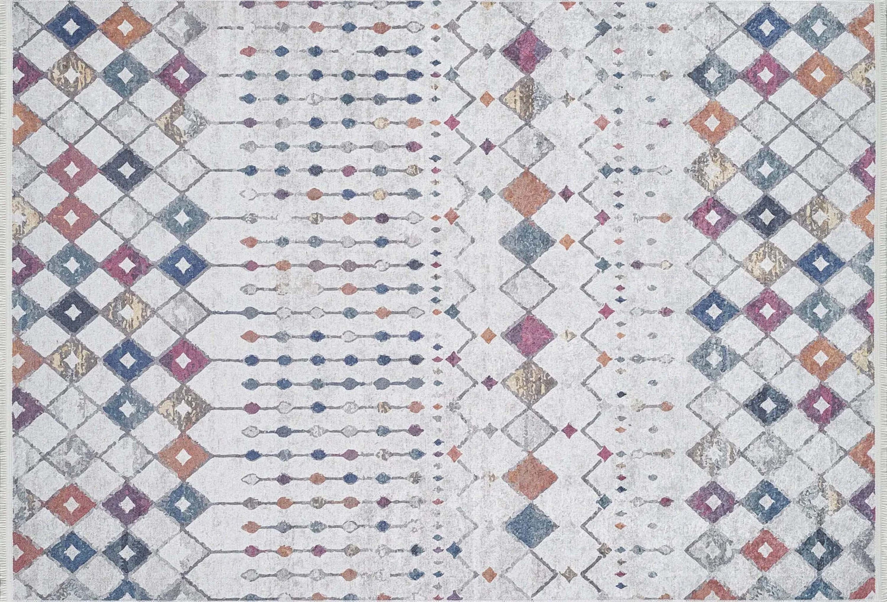 Açık Gri Renkli Geometrik Desenli Kilim Halı - Pera Halı