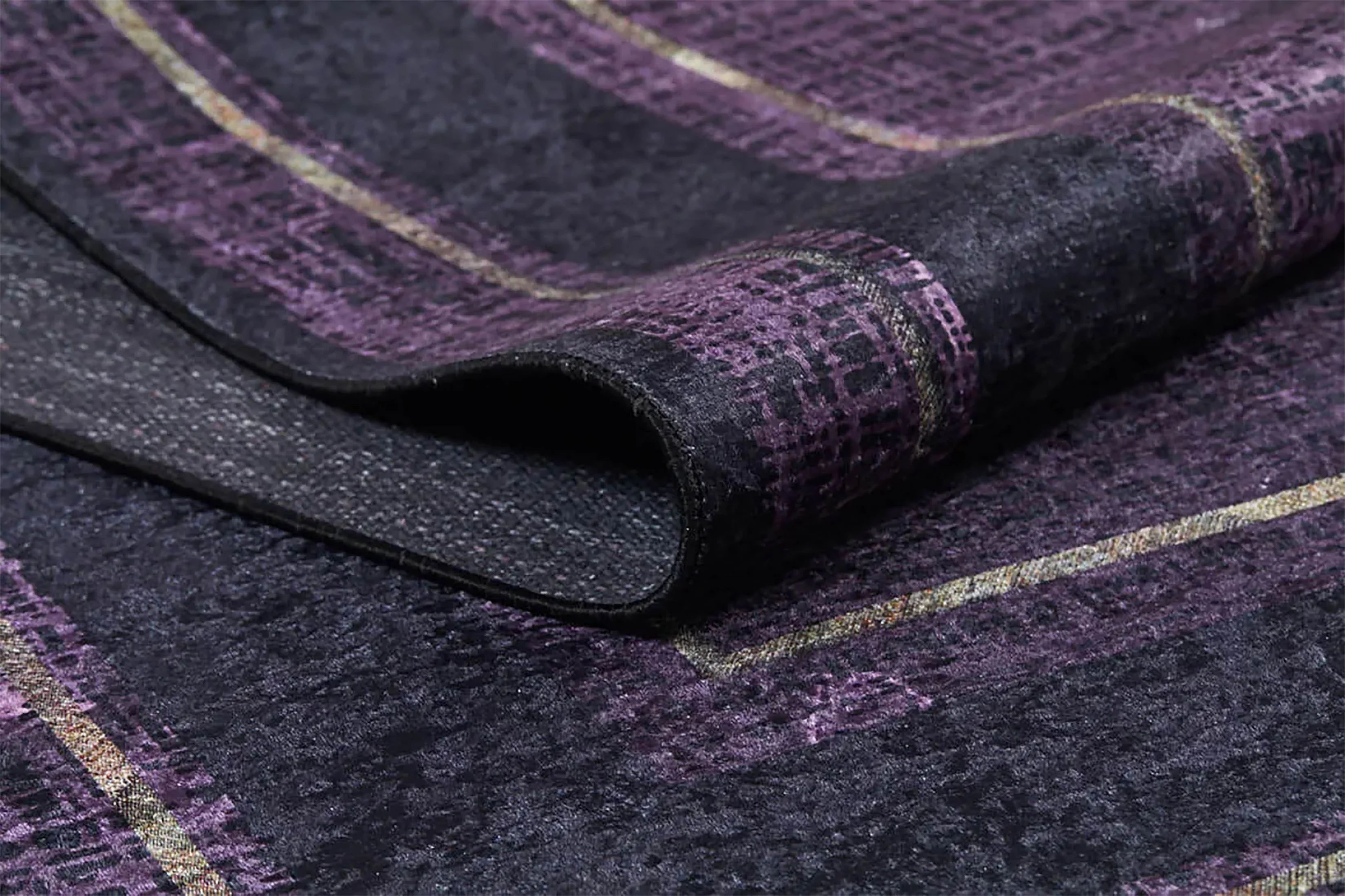 Mor Bordürlü Modern Desenli Yıkanabilir Halı-Pera Halı