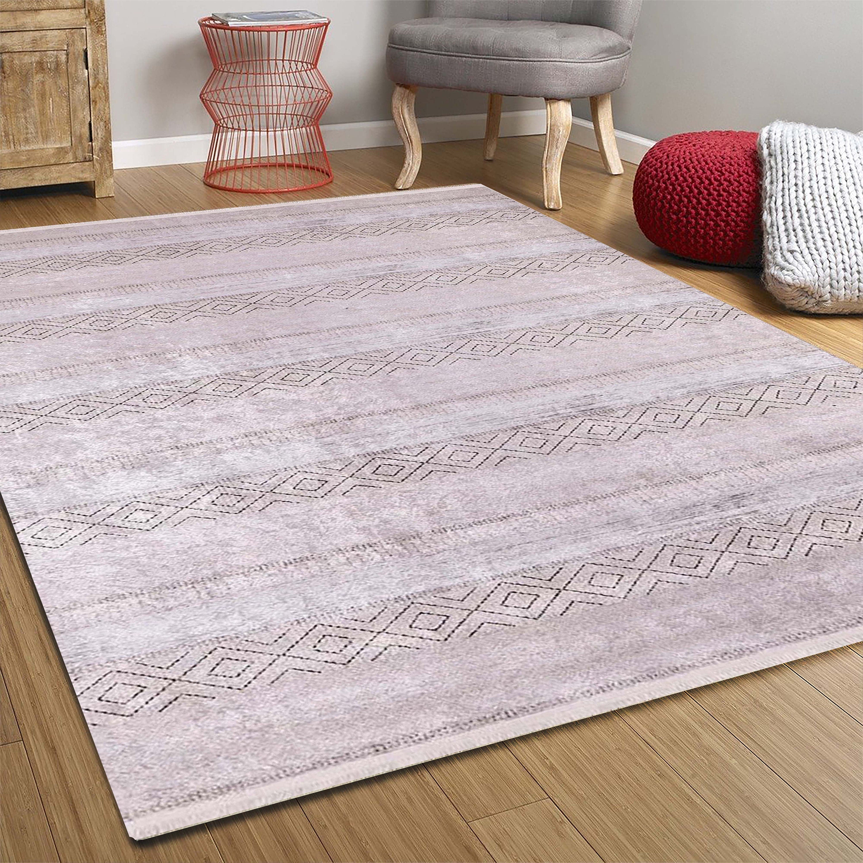 Pastel Pembe Gri Desenli Vintage Halı - Pera Halı