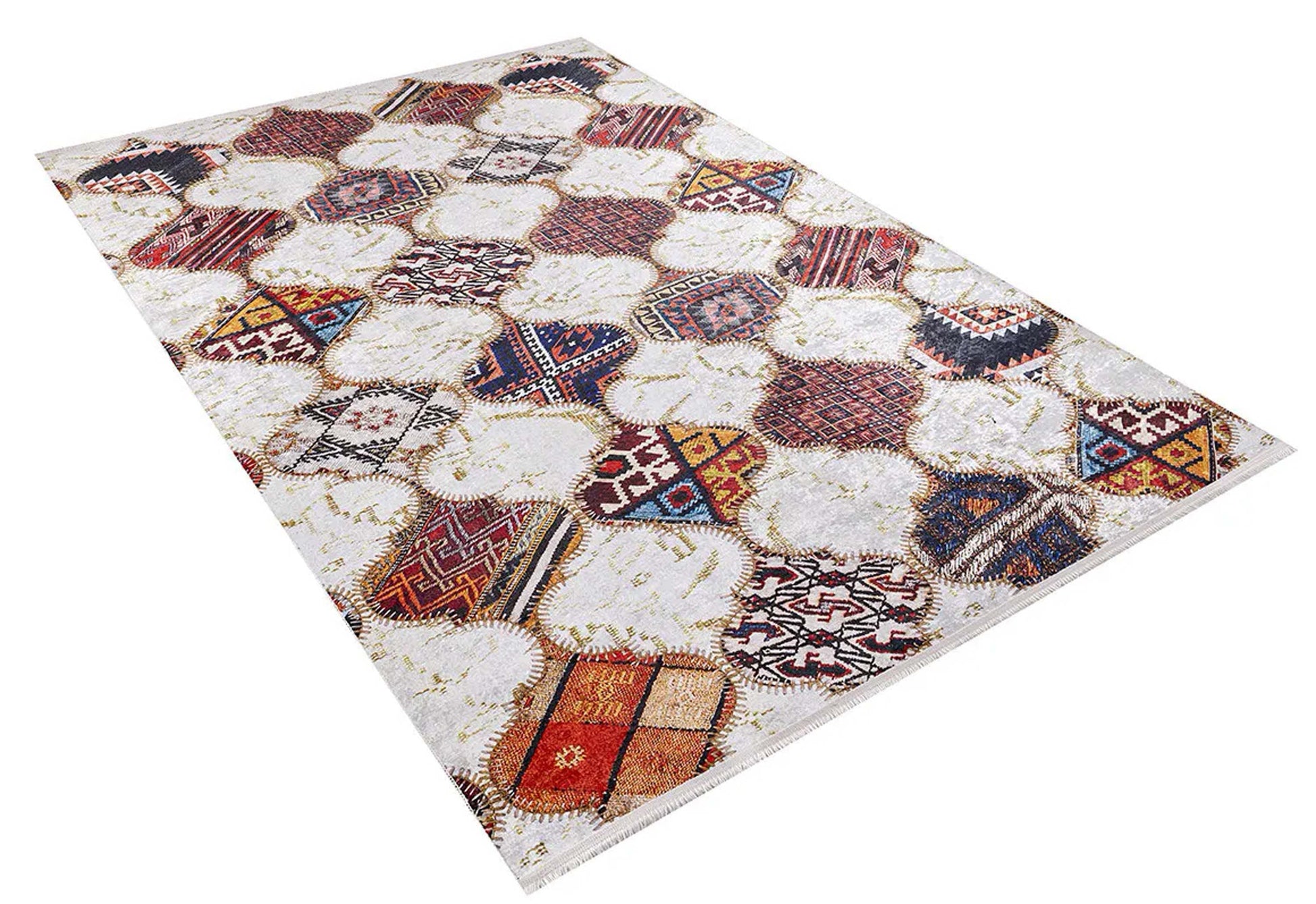 Fas Tarzı Renkli Petek Desenli Patchwork Halı - Pera Halı