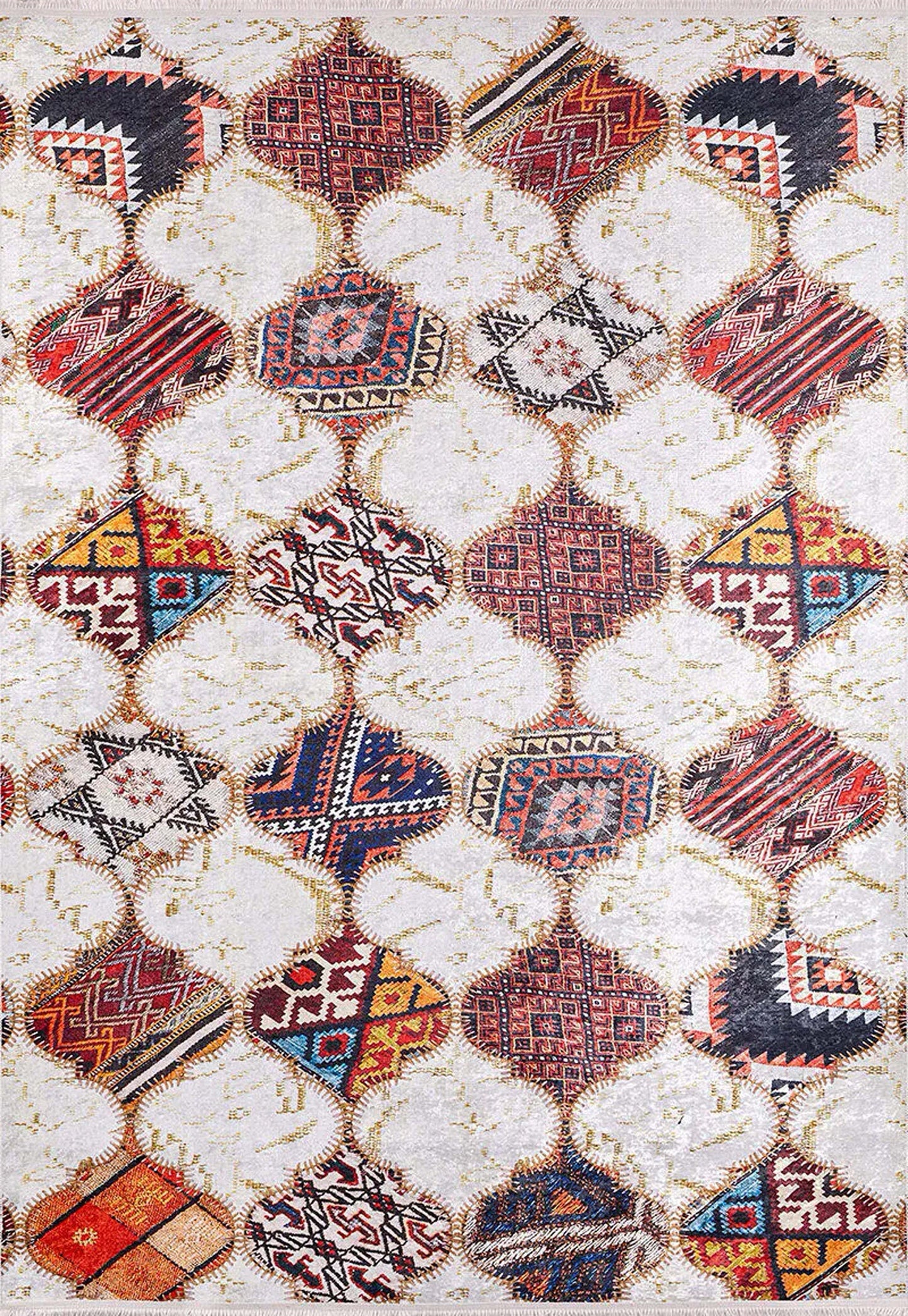 Fas Tarzı Renkli Petek Desenli Patchwork Halı - Pera Halı