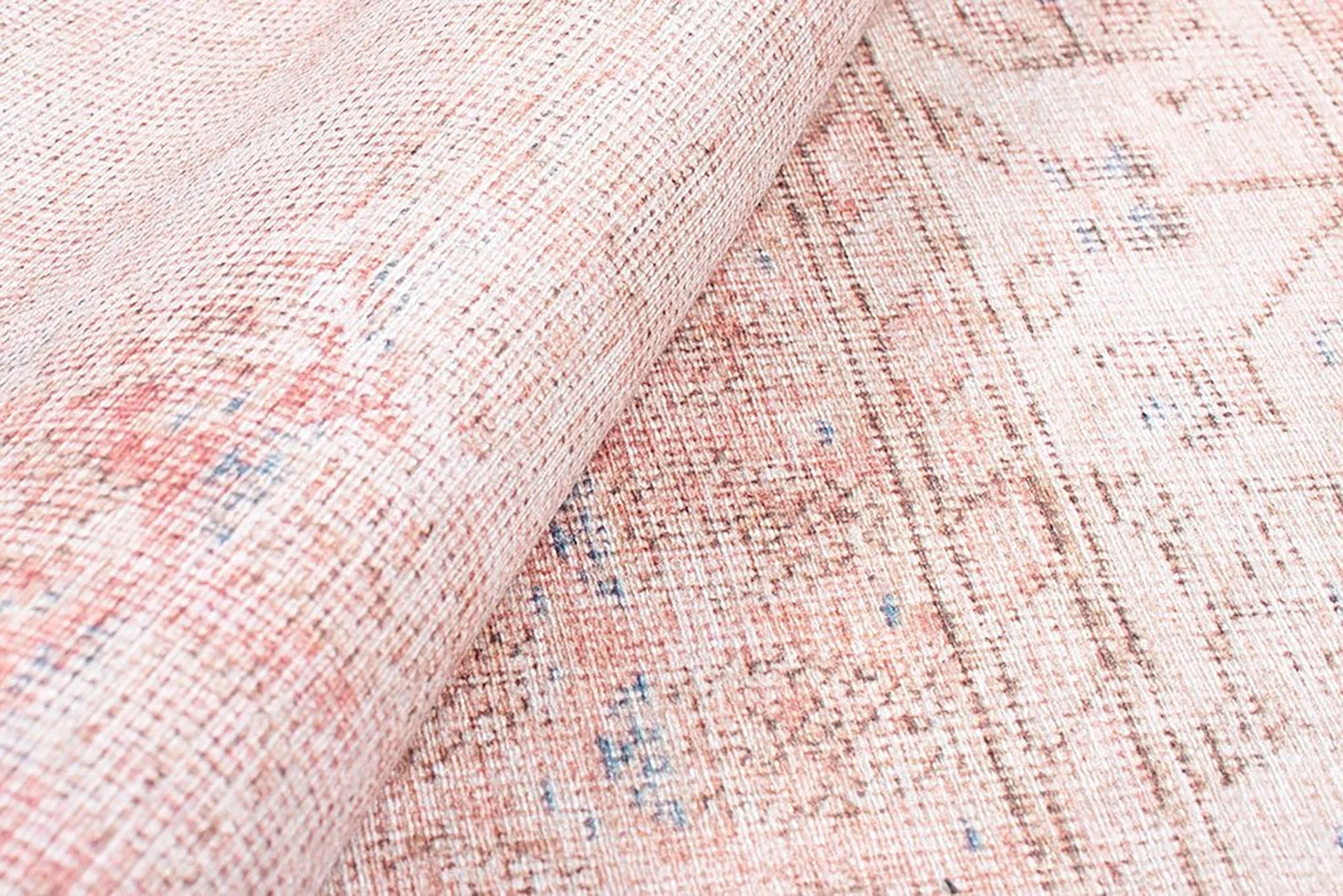 Solgun Yanık Turuncu ve Pudra Eskitme Vintage Halı