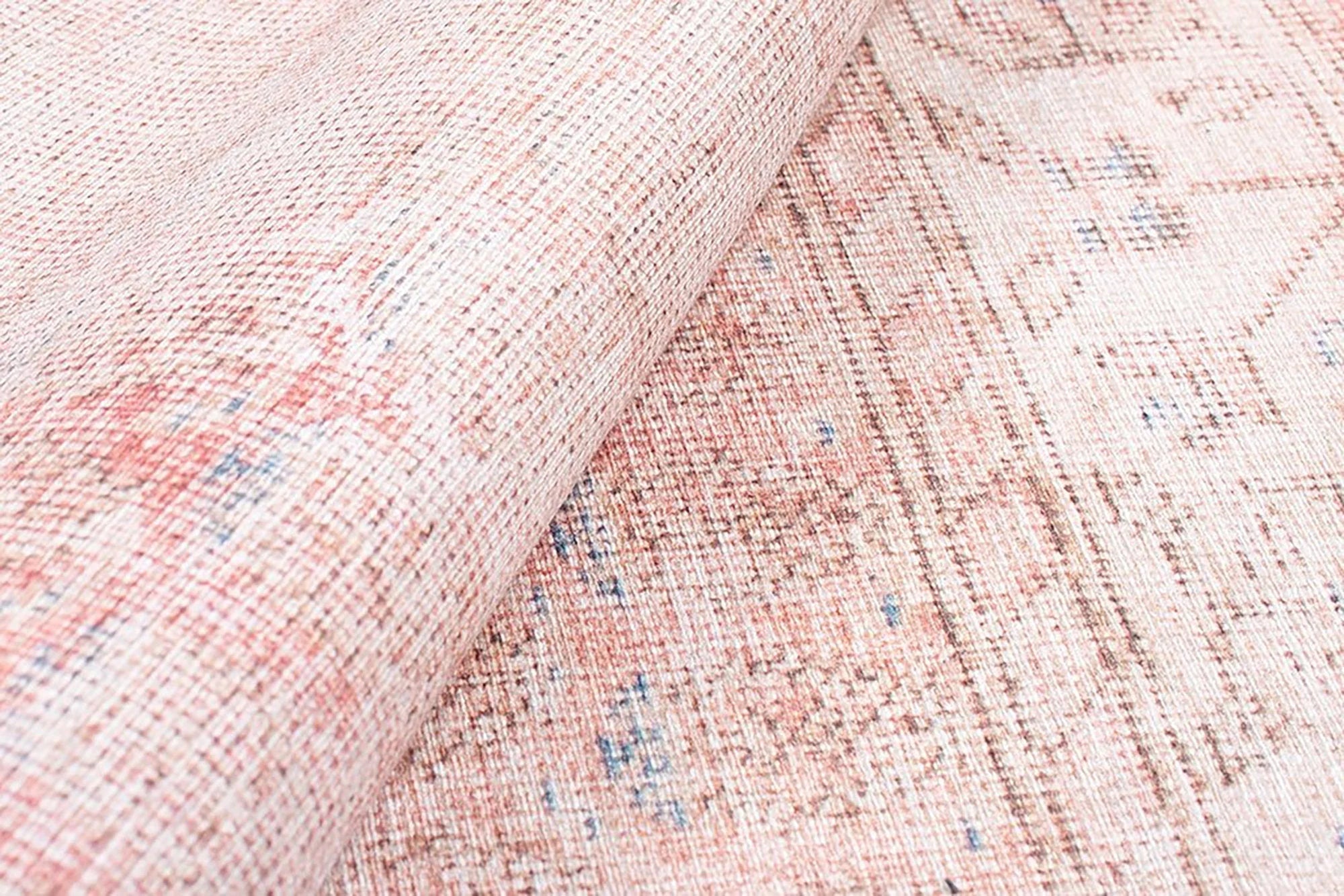 Solgun Yanık Turuncu ve Pudra Eskitme Vintage Halı