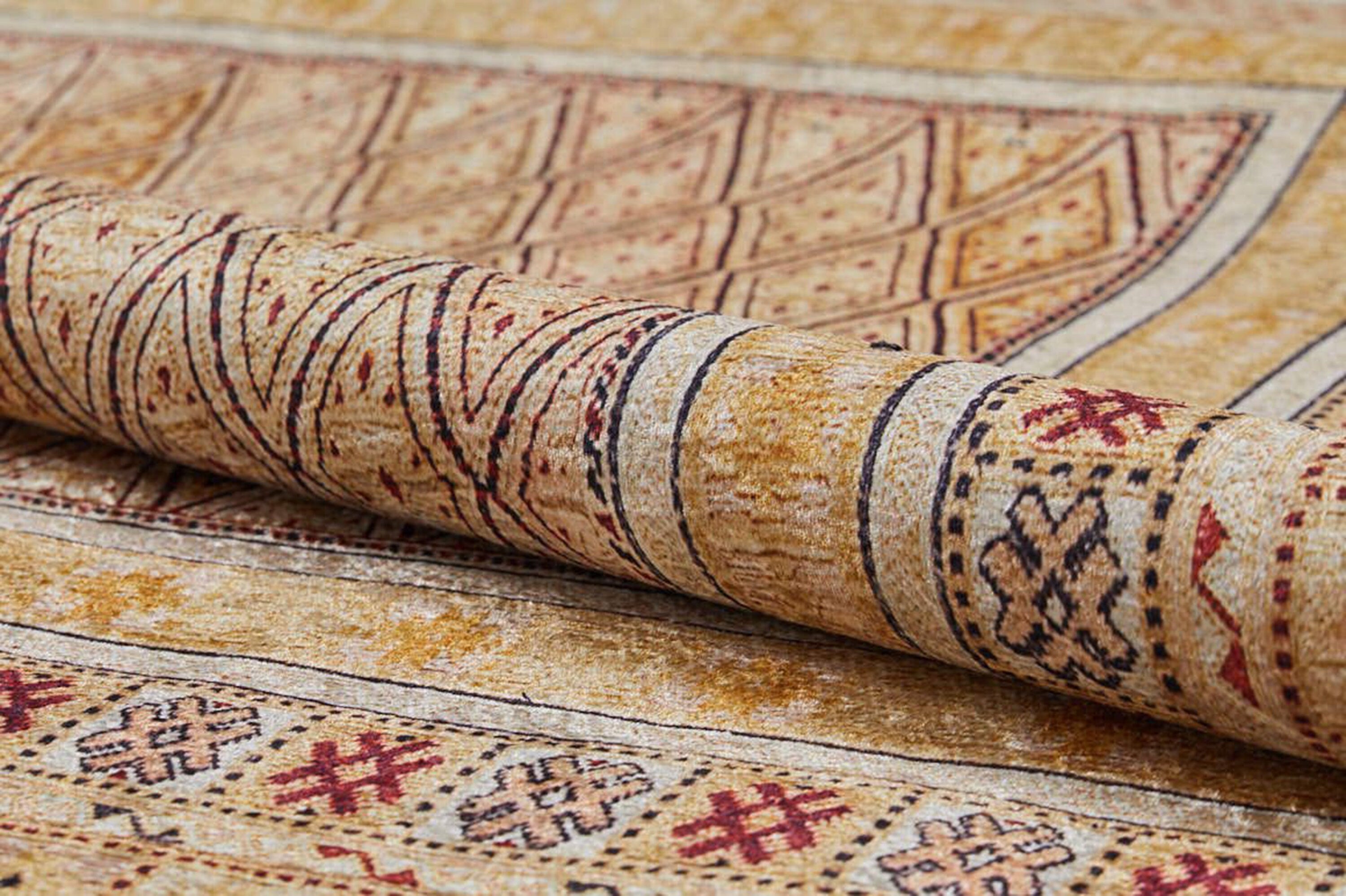 Bej Pastel Sarı Anadolu Kilim Halı - Pera Halı