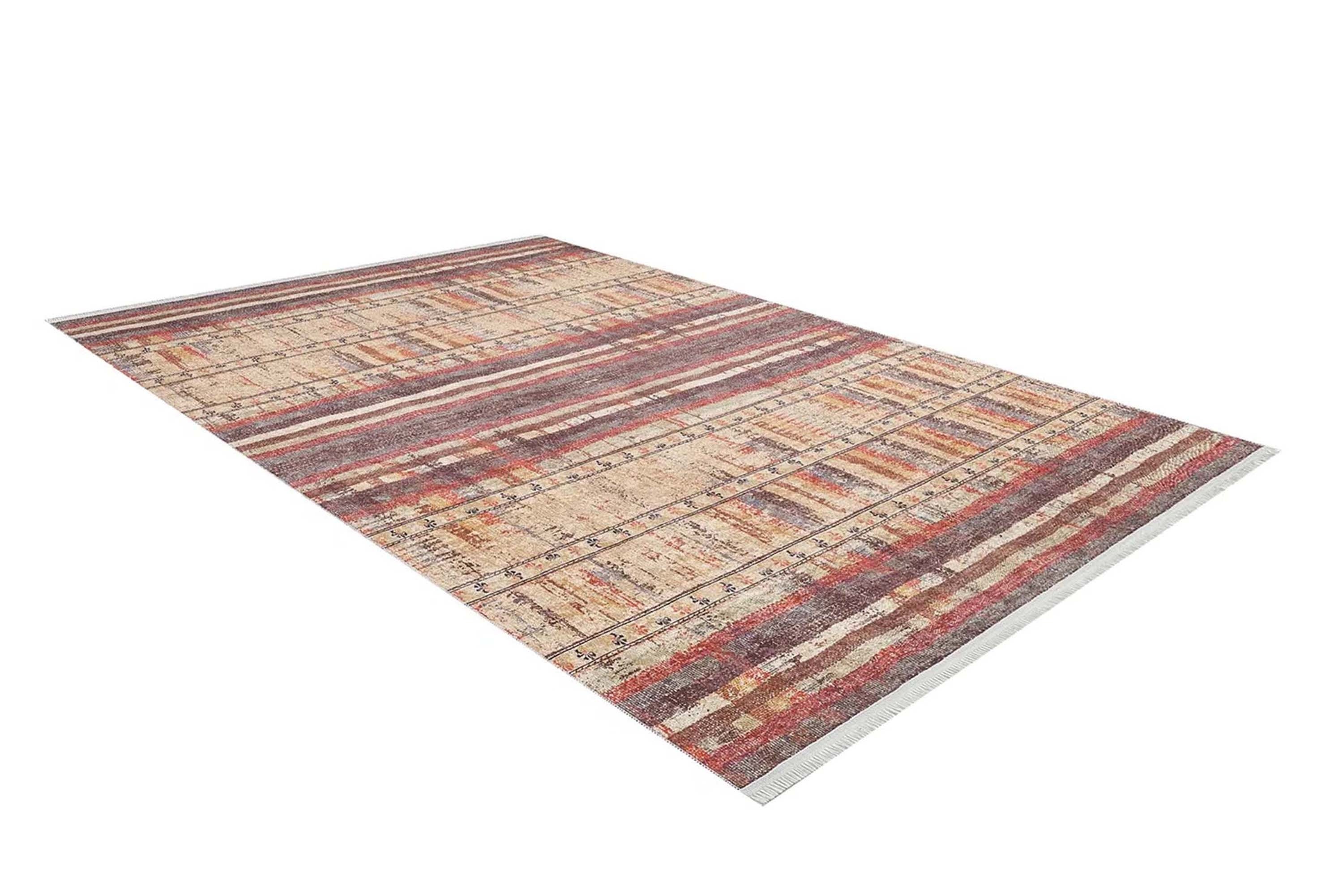 Sarı Bej Renkli Çizgili Anadolu Kilim Halı - Pera Halı
