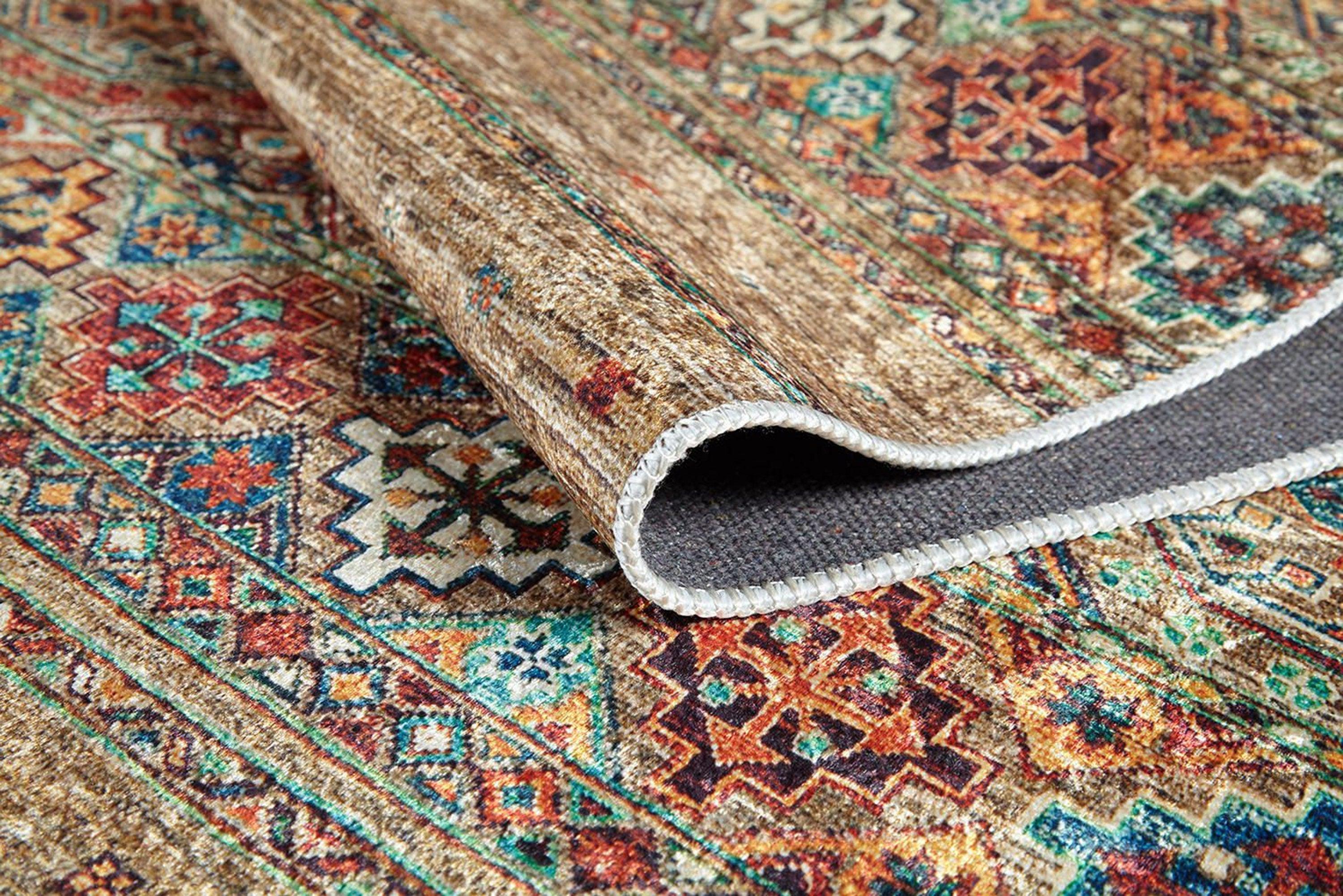 Anadolu Tarzı Kahverengi Bej Geometrik Desenli Kilim Halı - Pera Halı