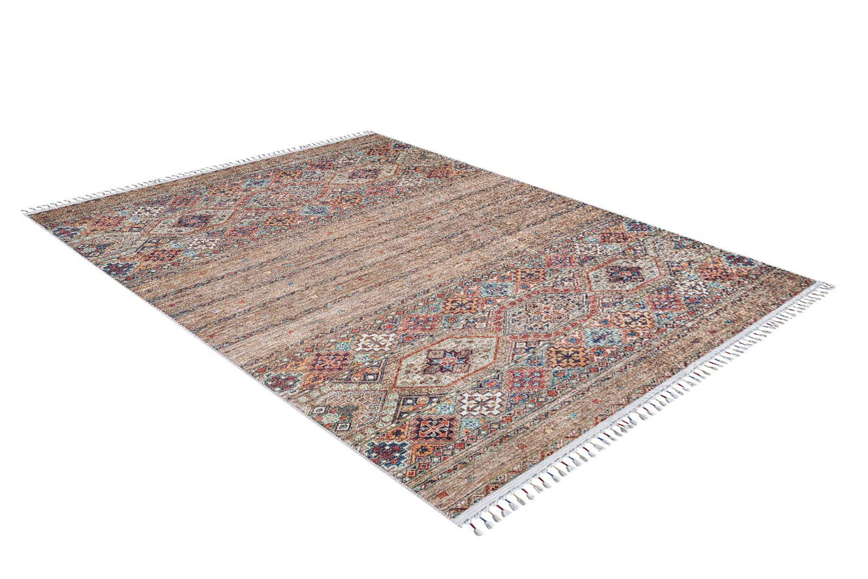 Anadolu Tarzı Kahverengi Bej Geometrik Desenli Kilim Halı - Pera Halı