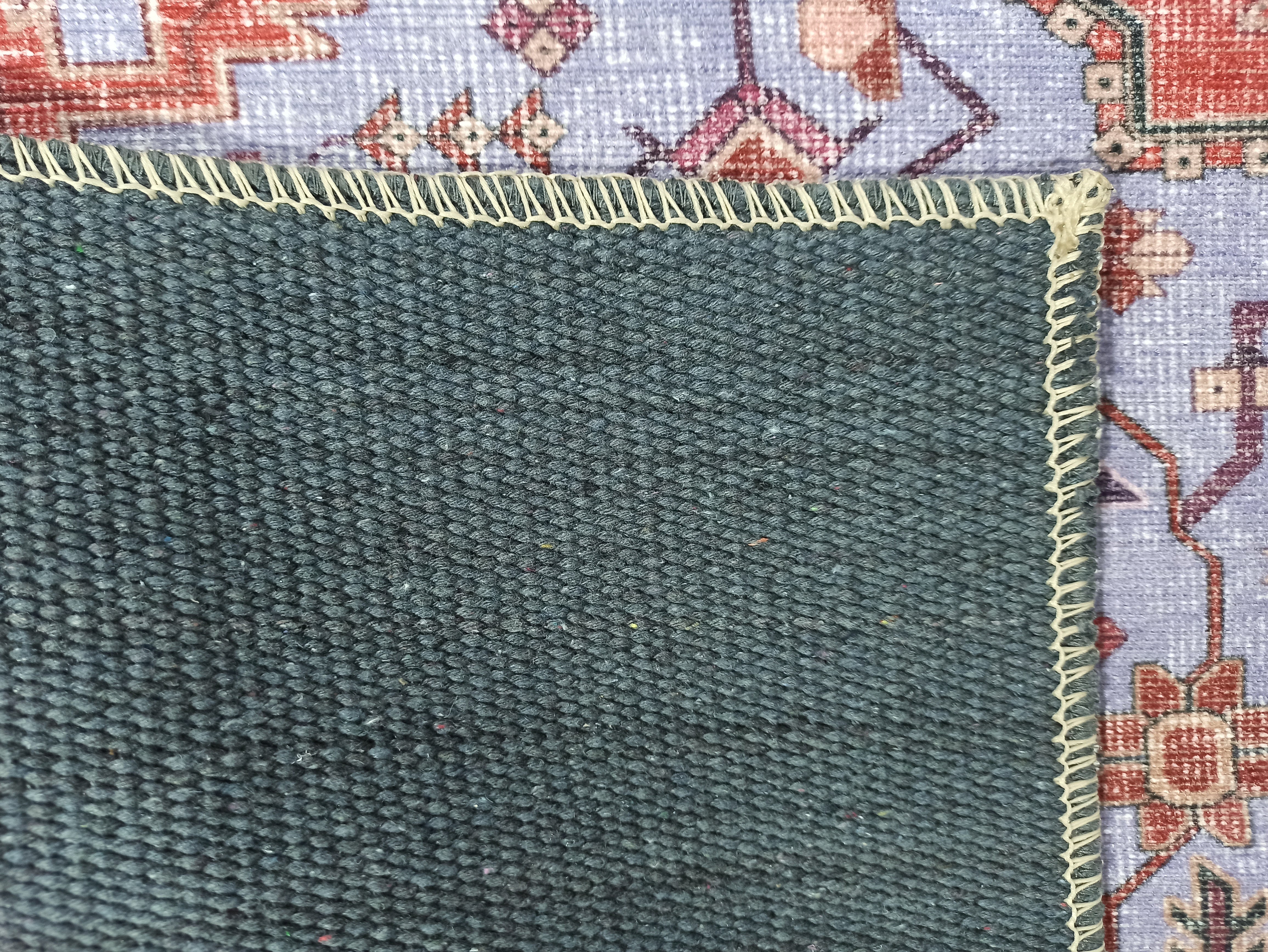 Rot-blauer Vintage-Teppich mit Medaillonmuster