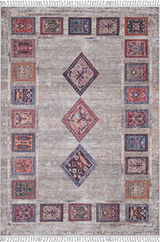 Örgü Saçaklı Bej Toprak Çok Renkli Halı-Pera Halı