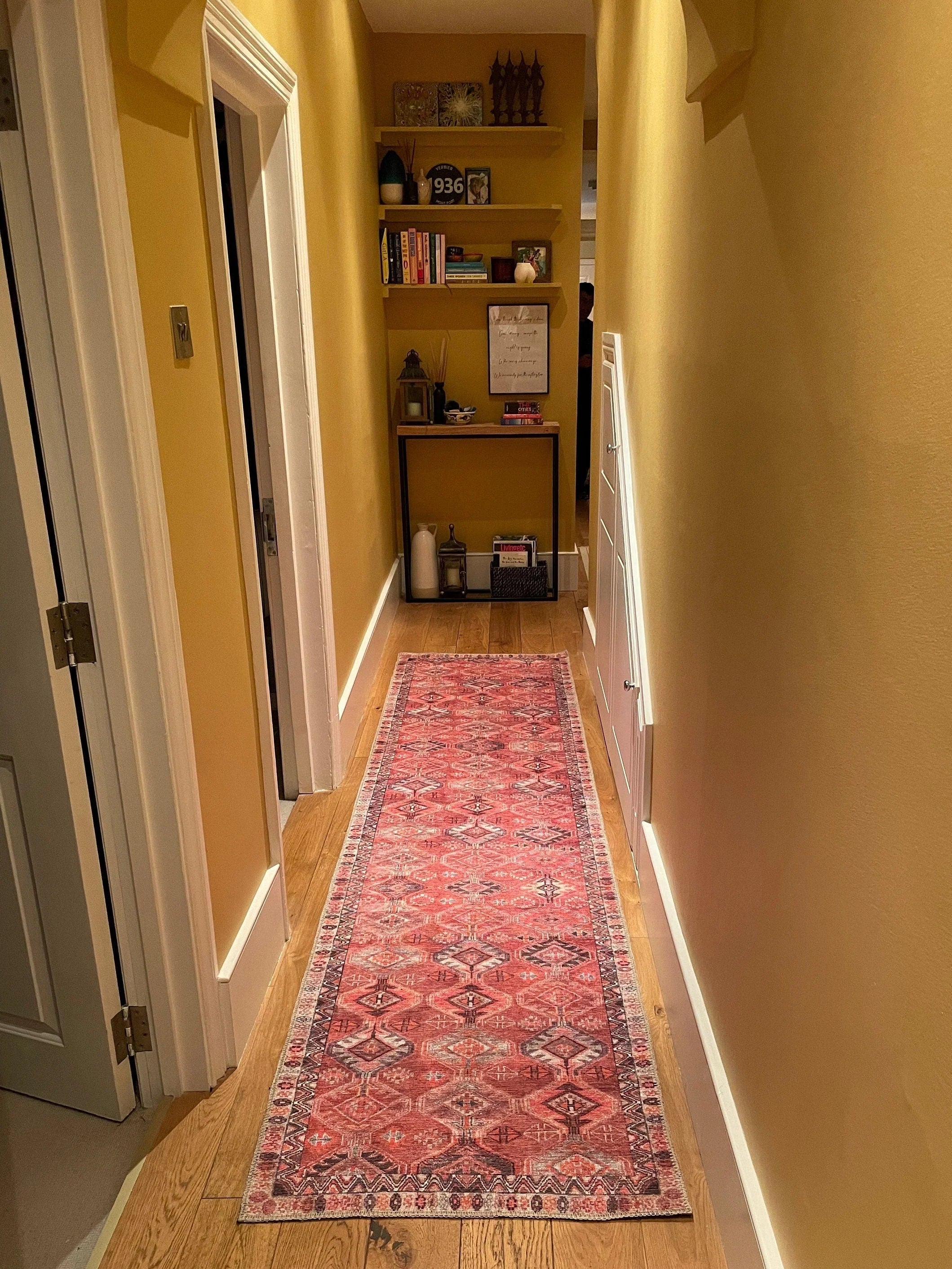 Grauer Vintage-Teppich mit geometrischem Muster