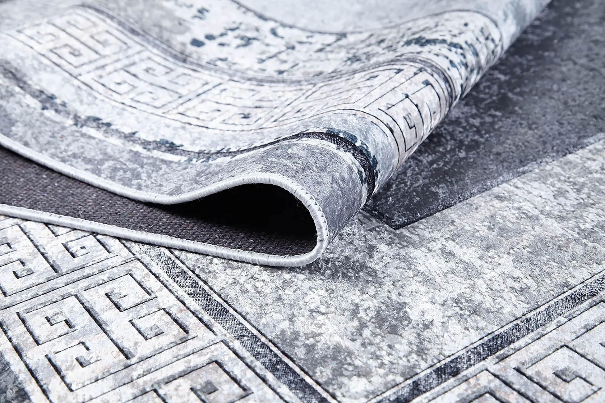 Orta Gri Modern Yunan Anahtar Halı-Pera Halı