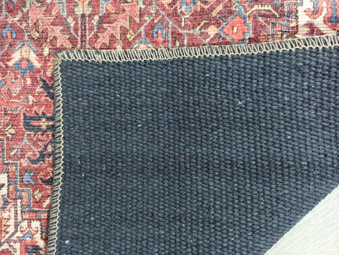 Bordo ve Terracotta Medalyonlu Vintage Halı