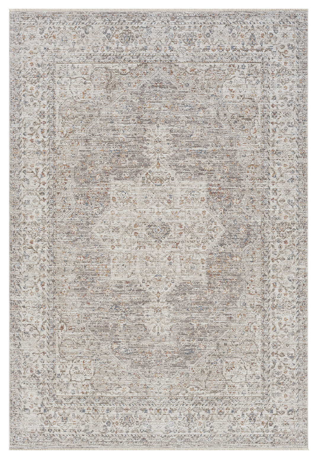 Bej Gri Ton Sür Ton Klasik Medallion Halı