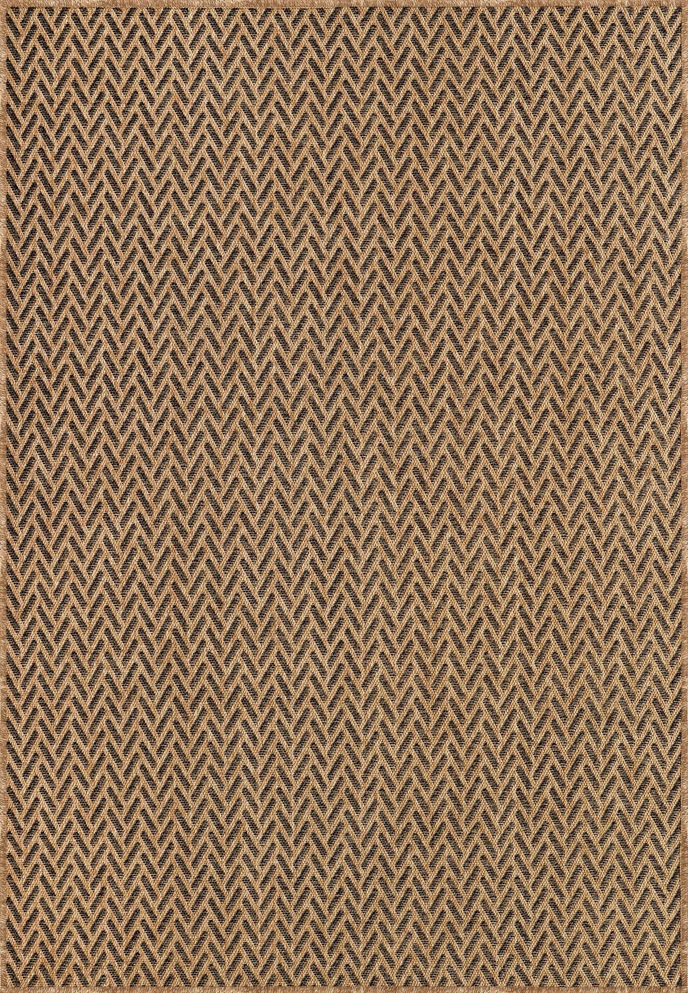 Kahve ve Siyah Zikzak Hasır Dokulu Halı