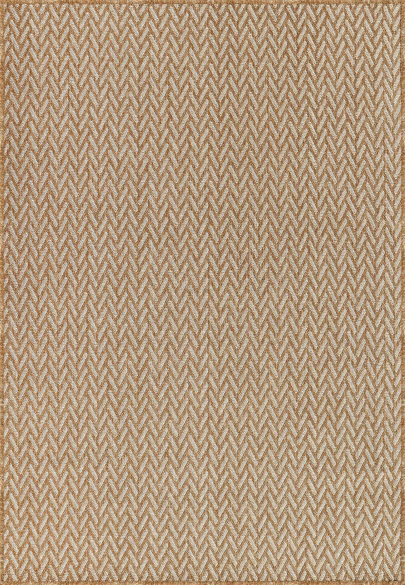 Karamel ve Ekru Zikzak Hasır Dokulu Halı