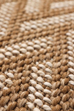 Karamel ve Ekru Zikzak Sisal Dokulu Halı