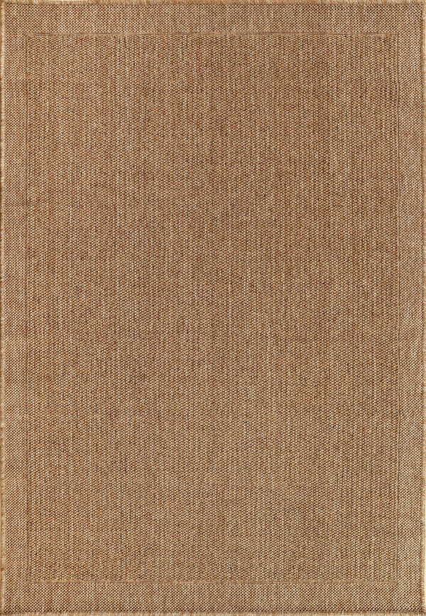 Einfarbiger Teppich in Beige- und Kaffeetönen mit Korbgeflecht-Optik