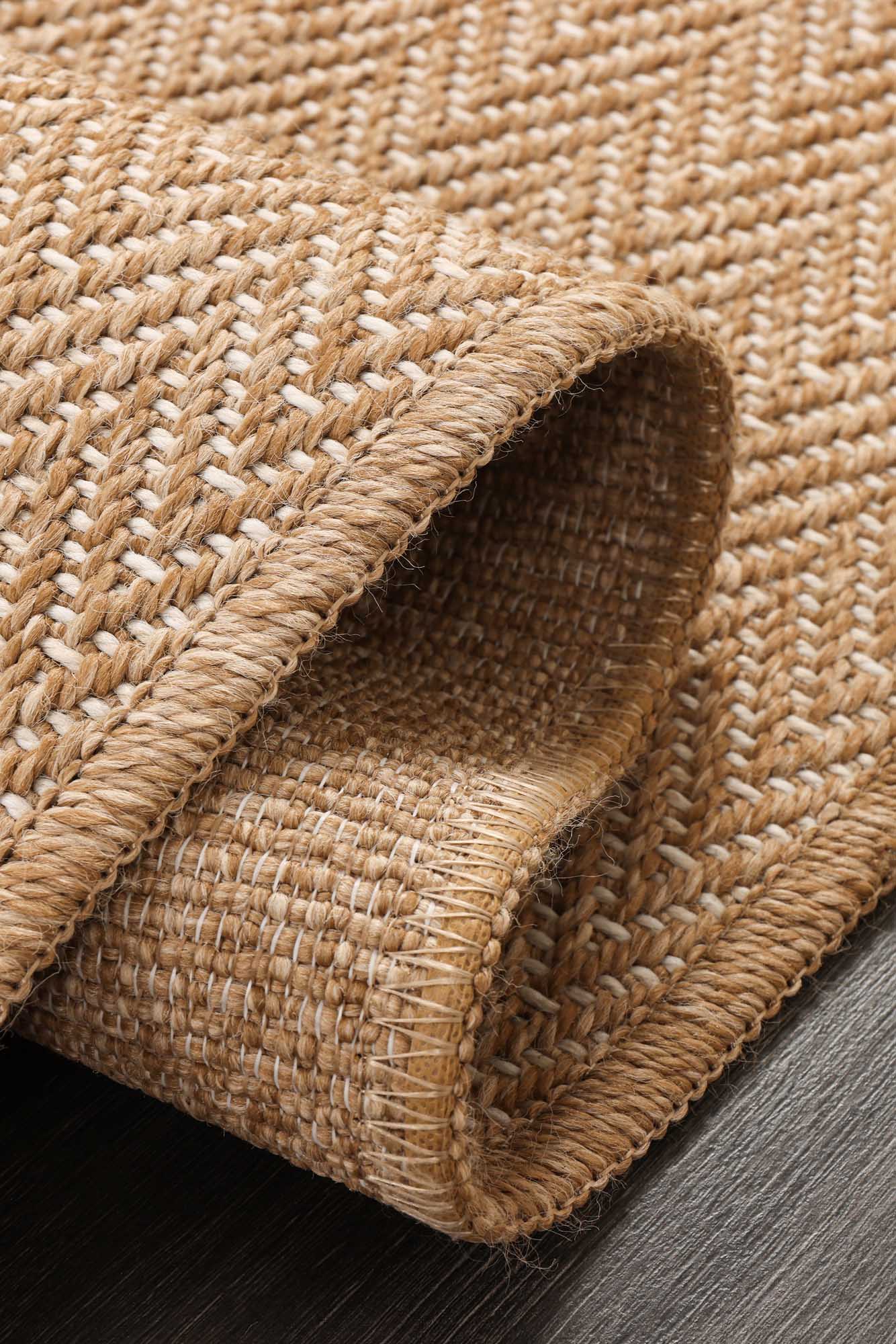 Kahve ve Beyaz Küçük Zikzak Hasır Halı