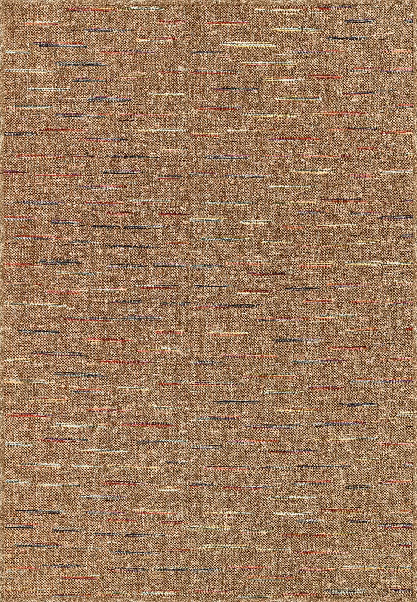 Kahve Sisal Renkli Çizgi Detaylı Halı