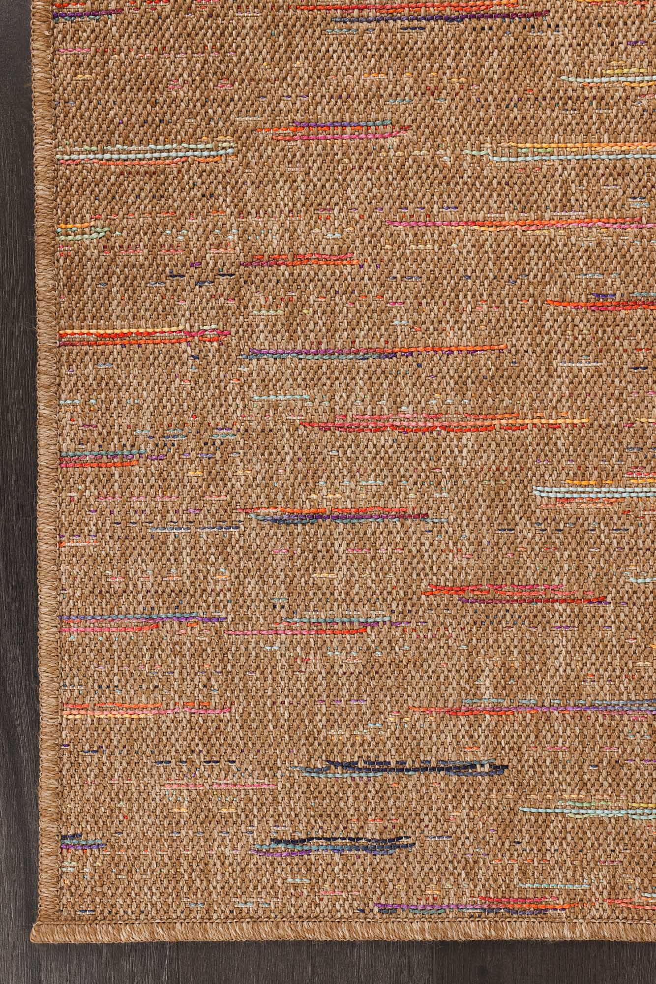 Kahve Sisal Renkli Çizgi Detaylı Halı
