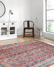 Paisley Şal Desenli Turuncu Kırmızı Halı-Pera Halı