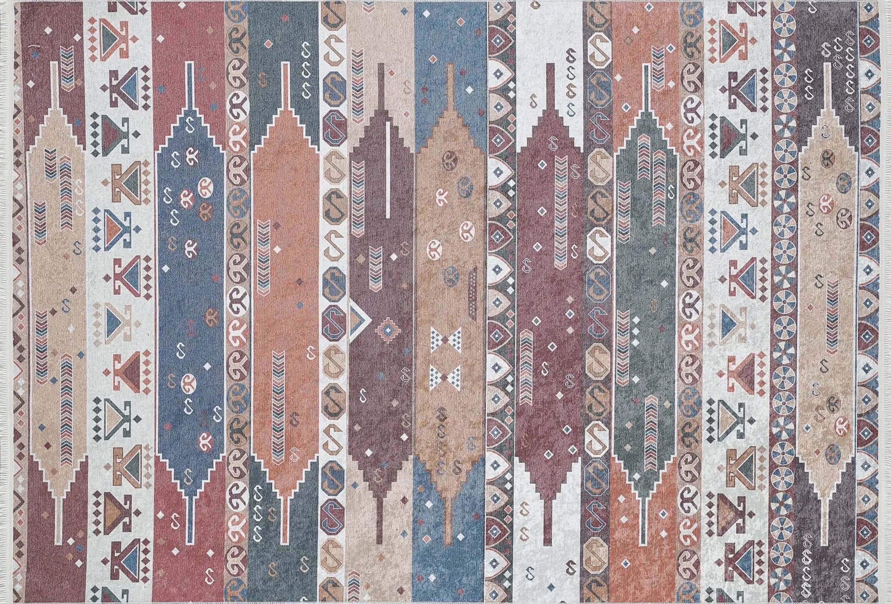 Renkli Geometrik Desenli Pastel Kilim Halı - Pera Halı