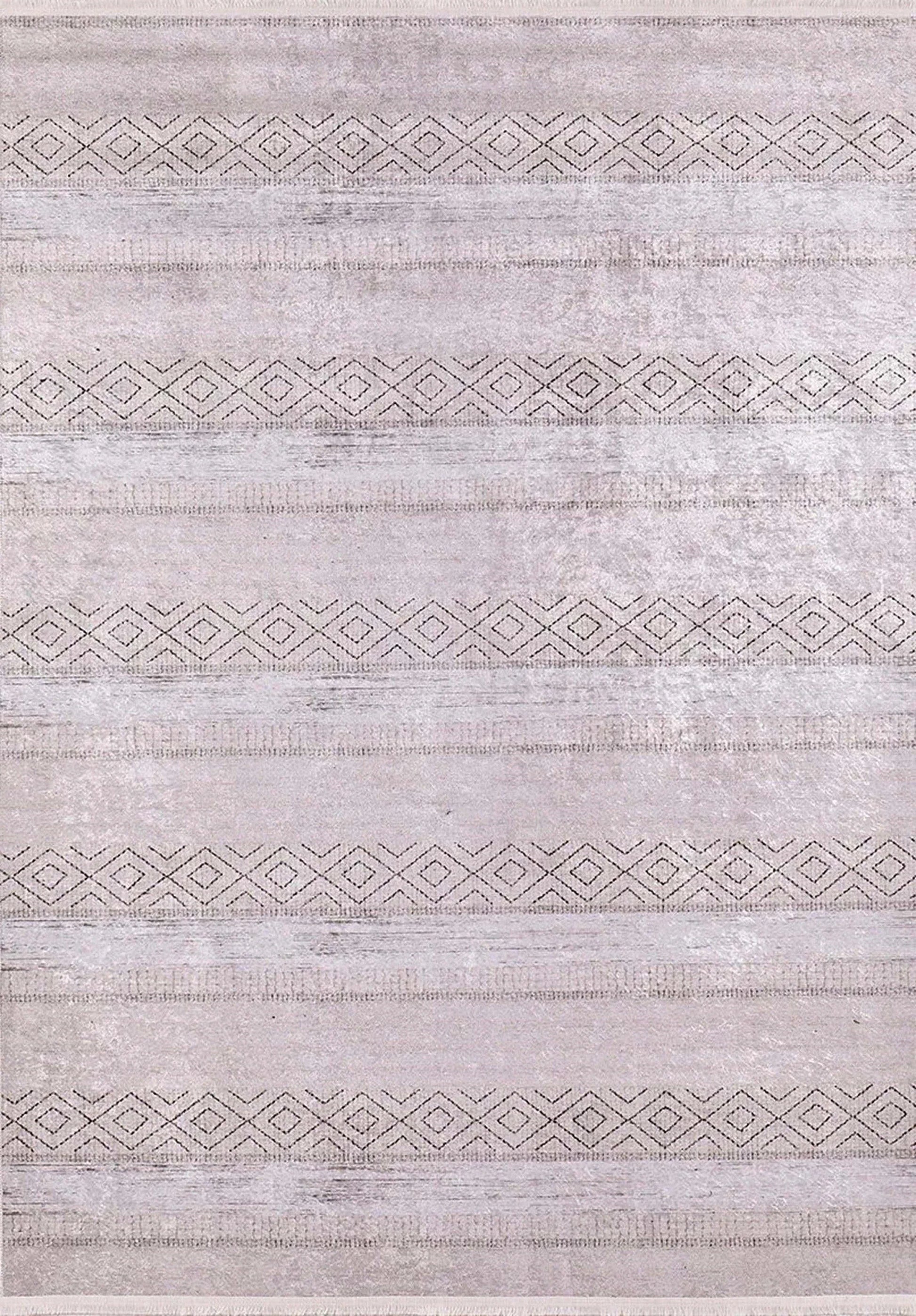 Pastel Pembe Gri Desenli Vintage Halı-Pera Halı