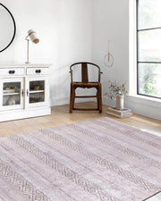 Pastel Pembe Gri Desenli Vintage Halı-Pera Halı