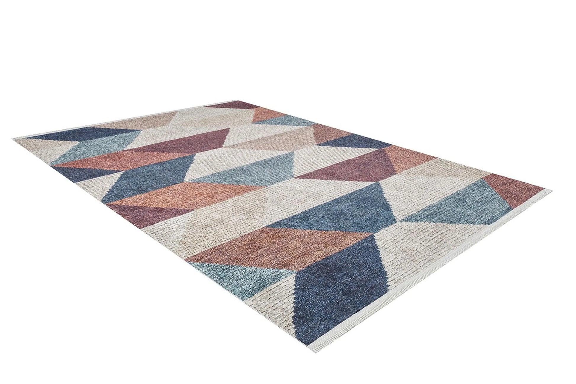 Pastel Tonlu Renkli Geometrik Desenli Kilim Halı-Pera Halı