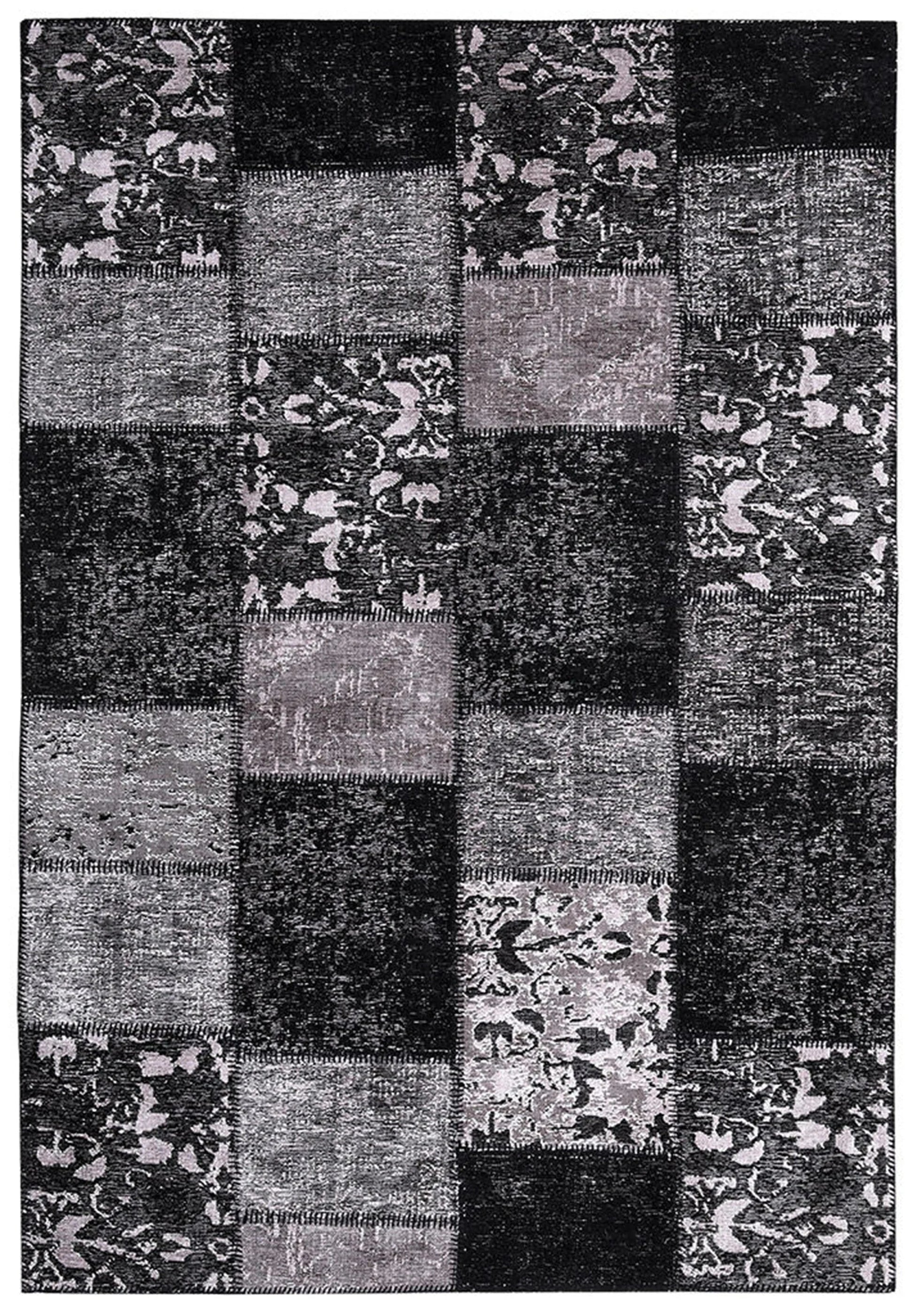 Eskitme Patchwork Siyah Halı - Pera Halı
